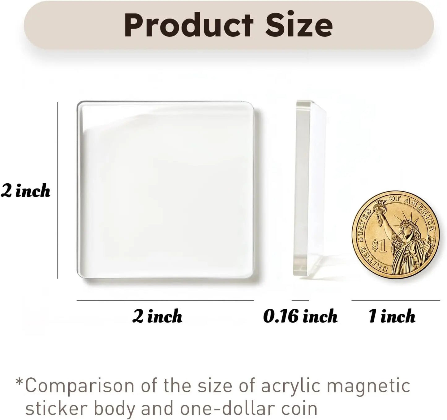 Magnetic Photo Frames 2"x2" Clear Acrylic DIY Fridge Magnets with Adhesive Backing