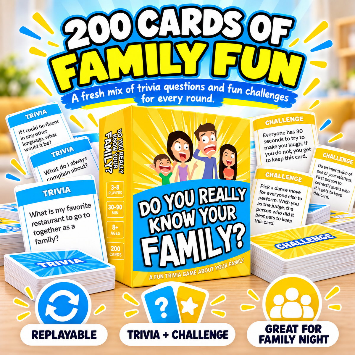 😂 50% OFF Today! Do You Really Know Your Family? Fun Trivia Card Game for Game Night