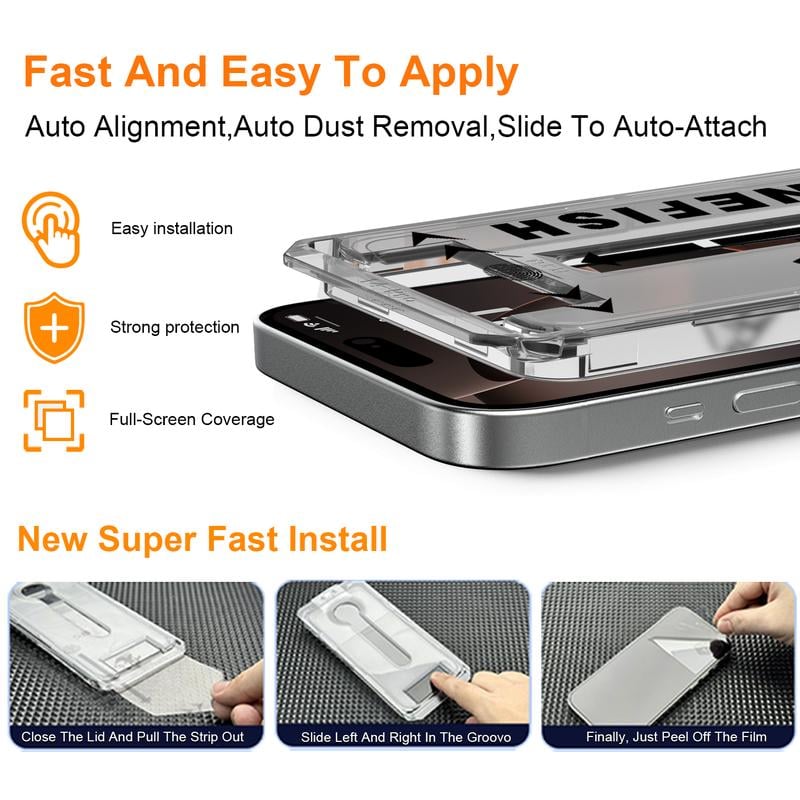 Luxury Privacy Screen Protector for iPhone- Fingerprint Proof, Scratch Resistant
