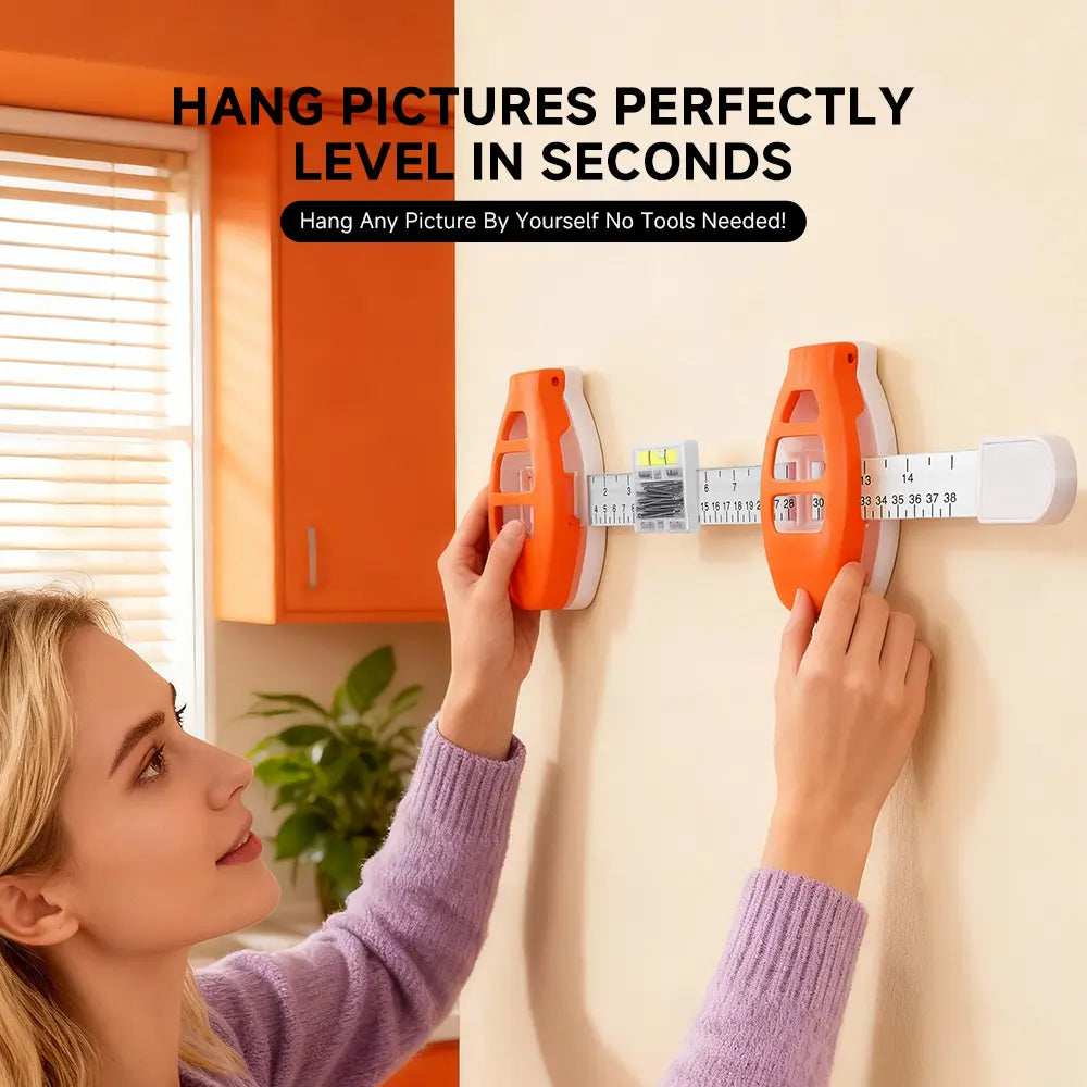 Professional Picture Hanging Tool with Level & Ruler