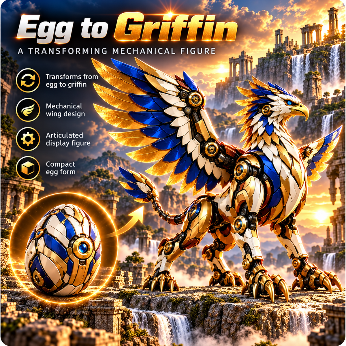 🐦‍🔥 2-in-1 Transforming Mechanical Phoenix Egg – Winged Fantasy Figure