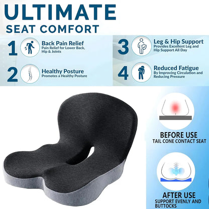 🪑 Limited-Time Sale Non-Slip Memory Foam Seat Cushion – Deep Comfort with Removable Washable Cover