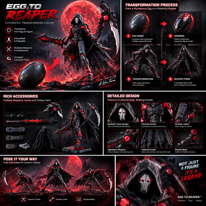 🔥HOT--😡Egg-to-Reaper Transforming Figure – 2-in-1 Mechanical Egg & Poseable Warrior