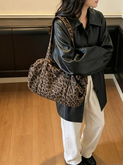 Medium Leopard Print Luggage Bag