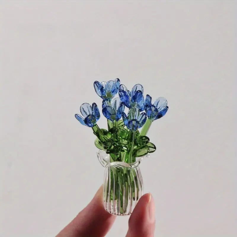 Handcrafted Mini Glass Artificial Flower Ornaments
