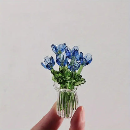 Handcrafted Mini Glass Artificial Flower Ornaments