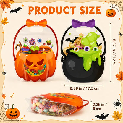 🎃 Halloween Treat Bags with Handles – Pumpkin & Witch Cauldron Goodie Bags for Kids, Candy & Party Favors