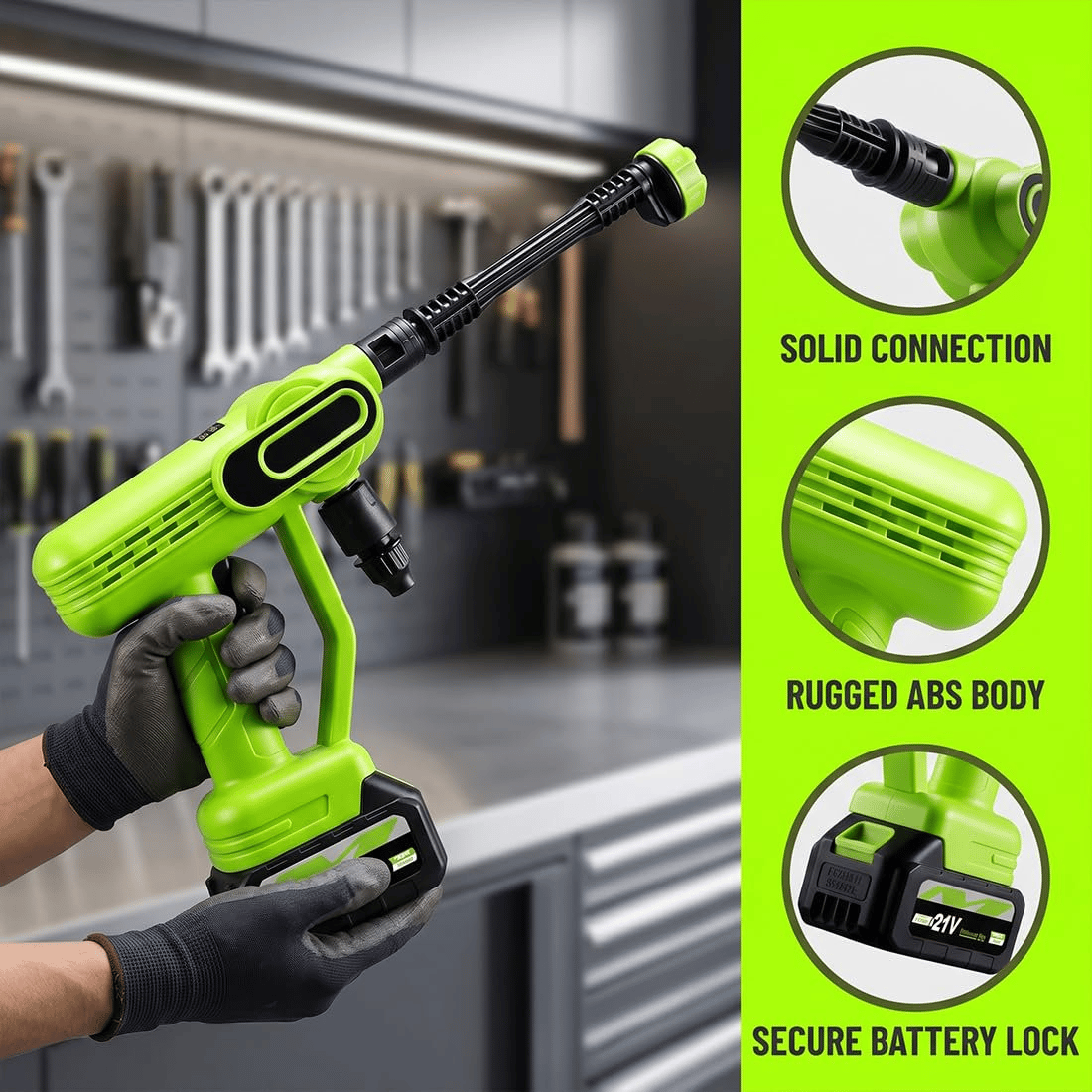 Cordless Portable Washer-1800 PSI Battery Powered Portable Pressure Washer Cordless with 6-in-1 Nozzle