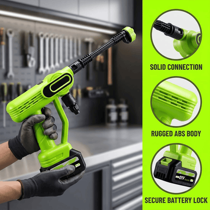 Cordless Portable Washer-1800 PSI Battery Powered Portable Pressure Washer Cordless with 6-in-1 Nozzle