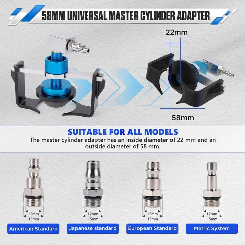🔩 Universal 58mm Master Cylinder Brake Bleeder Adapter Kit