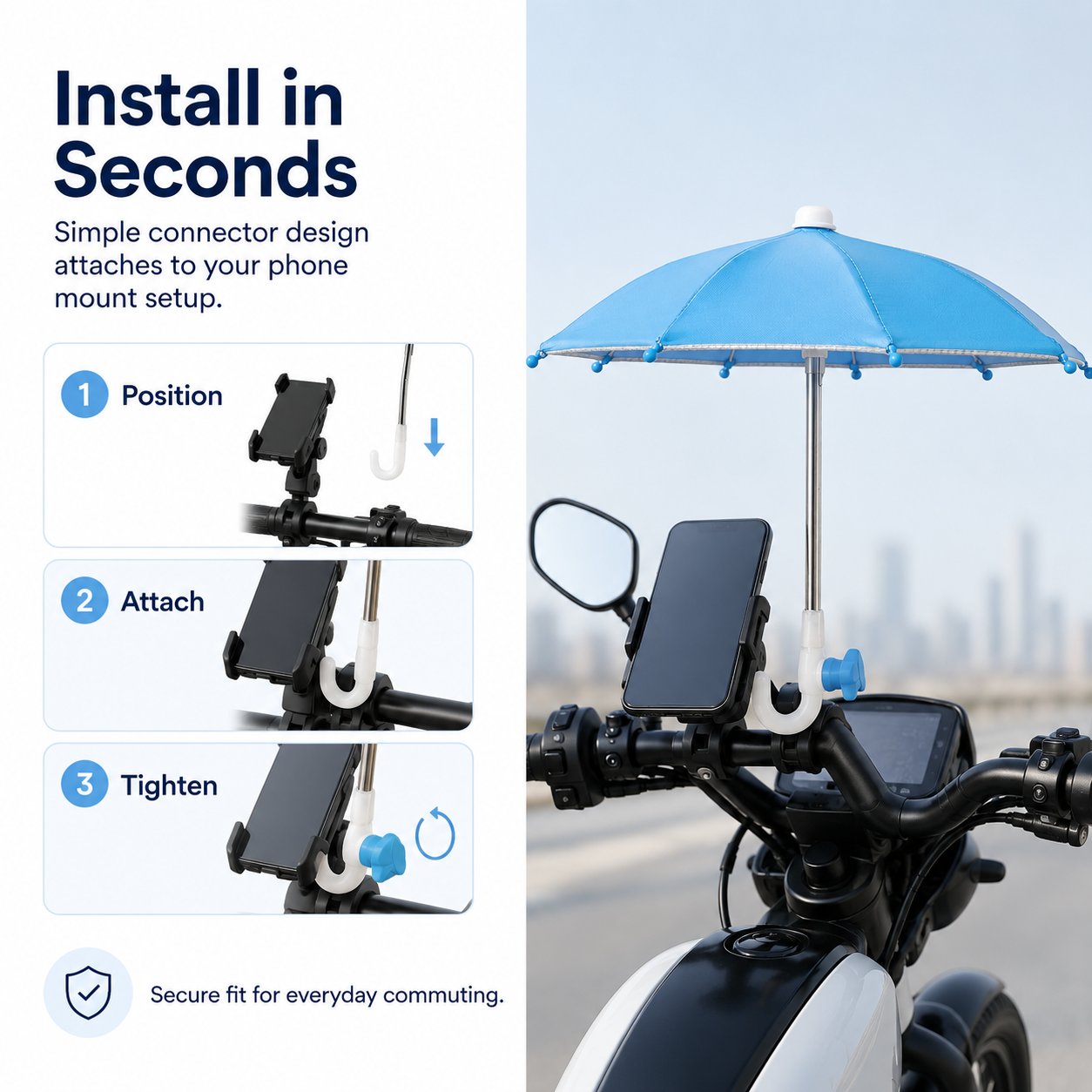 BUY 3 FREE SHIPPING✨Mini Sun/Rain Umbrella for Motorcycle & Bicycle Phone MountShade Your Screen. Save Your Battery.