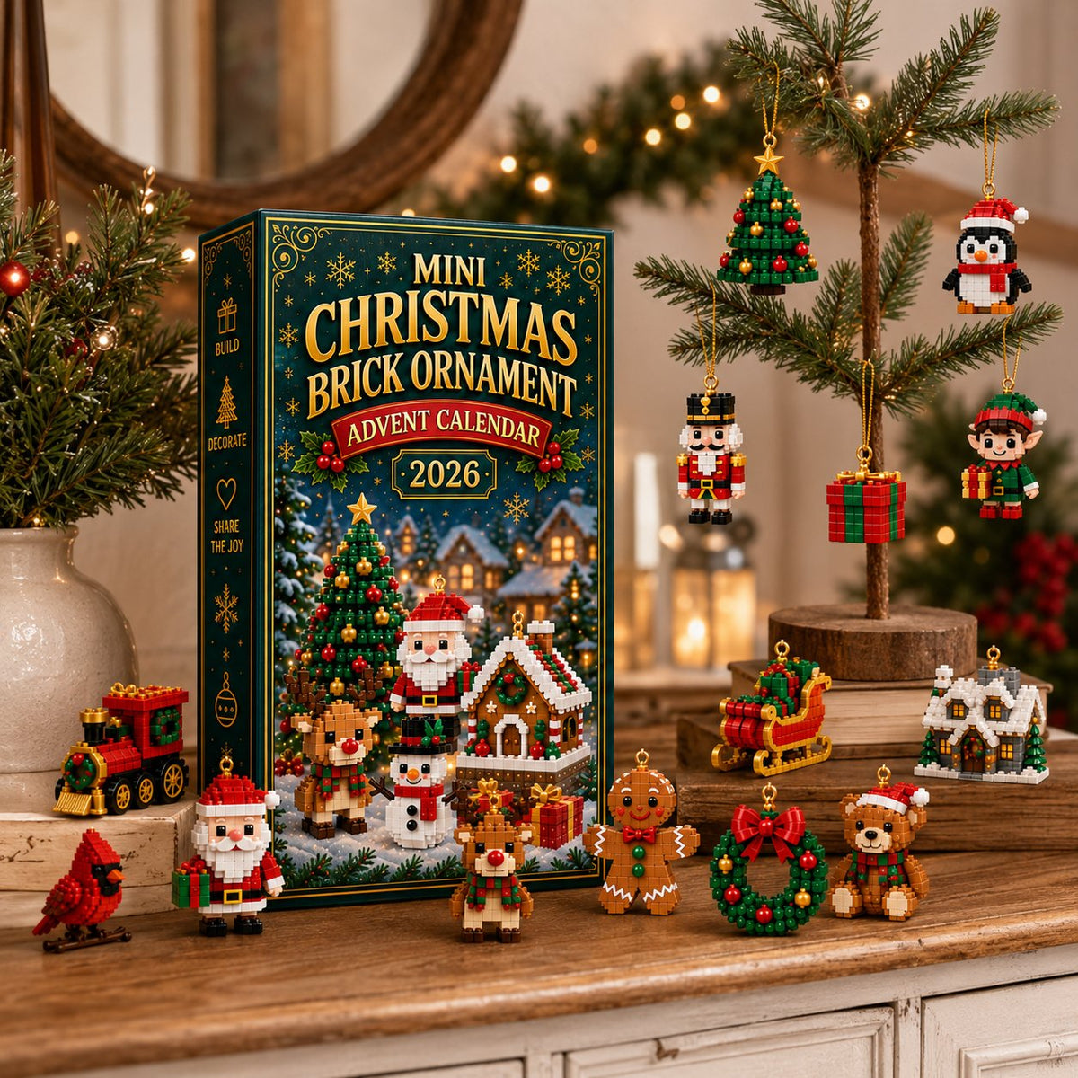 🎁🎁🎄24-Day Mini Christmas Brick Ornament Advent Calendar | 24 Unique Buildable Holiday Ornaments to Create, Hang & Keep 🧱
