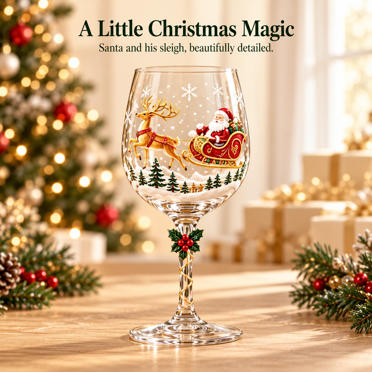 🎄✨ Christmas Clearance Sale! 🎅🥂 Christmas Wine Glass Gift Set of 6 – Beautiful Raised Designs for Holiday Toasts & Gifting