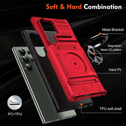 Samsung Galaxy S25/S24/S23 Case with Card Holder & 360° Magnetic Ring Stand
