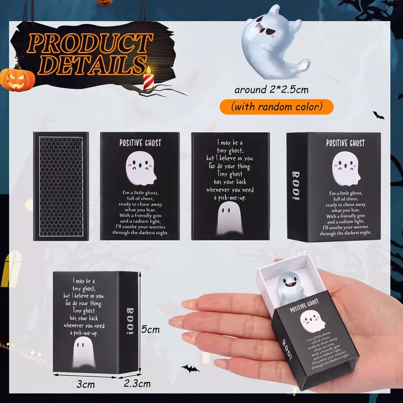 6 Sets Halloween Mini Ghost Figurines Glow in The Dark Resin Figures with Gift Boxes