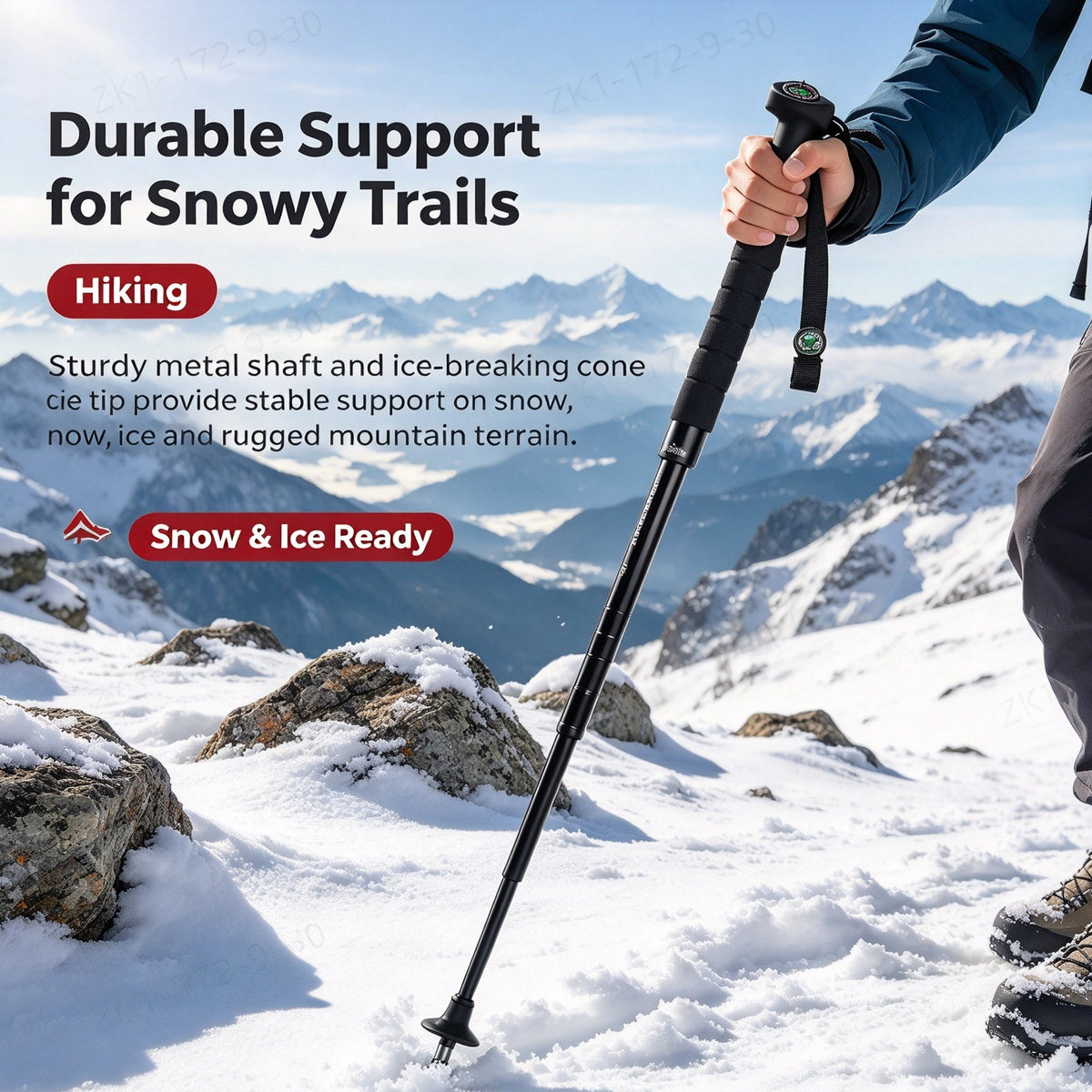 GS183 FOX Telescopic Hiking Trekking Pole with Self-Defense Baton