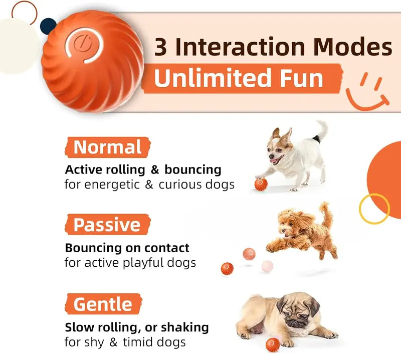 Interactive Dog Dog Balls, 2.7 in Moving Dog Ball, Durable Motion Activated Automatic Rolling Ball , USB Rechargeable