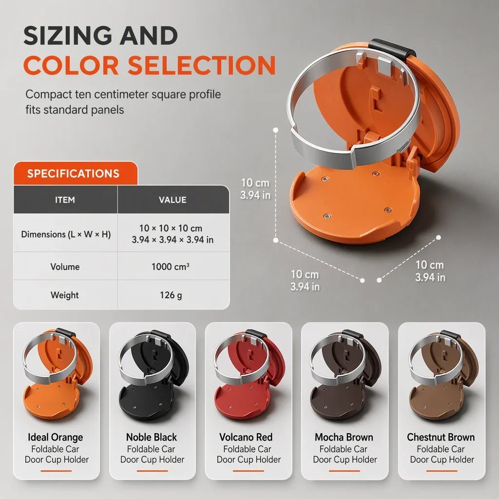 Foldable Car Cup Holder with Hook for Space-Saving Storage