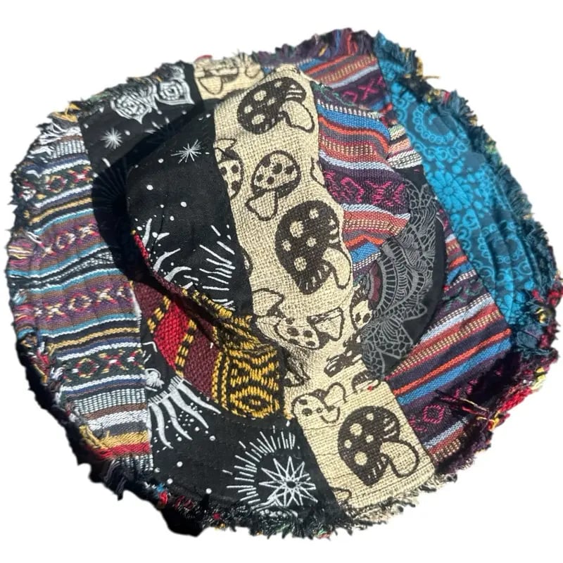 🔥Last Day 49% OFF - 🎩Frayed Patchwork Bucket Hat(✨Shapeable Brim One-of-a-Kind Style}