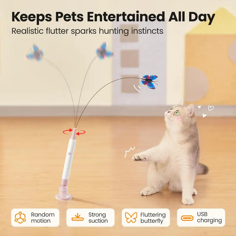 Butterfly Shape Spinning Cat Interactive Toy