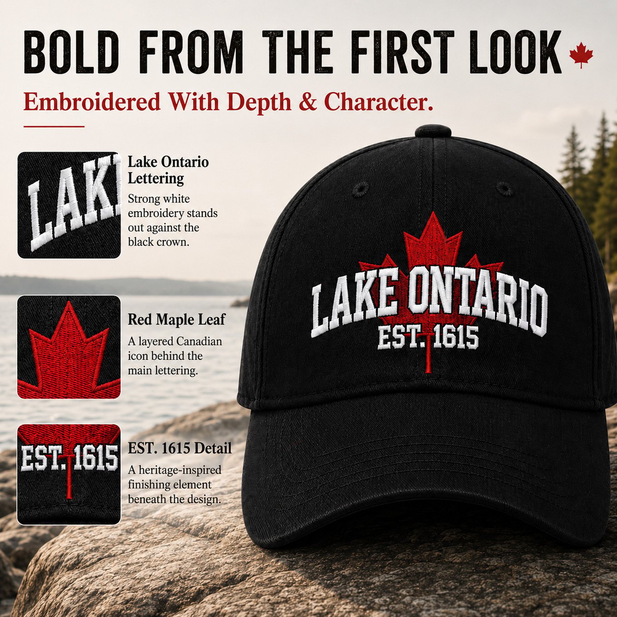 🔥LAST DAY 50% OFF - 🍁Lake Ontario Forever – Heritage Embroidered Cap