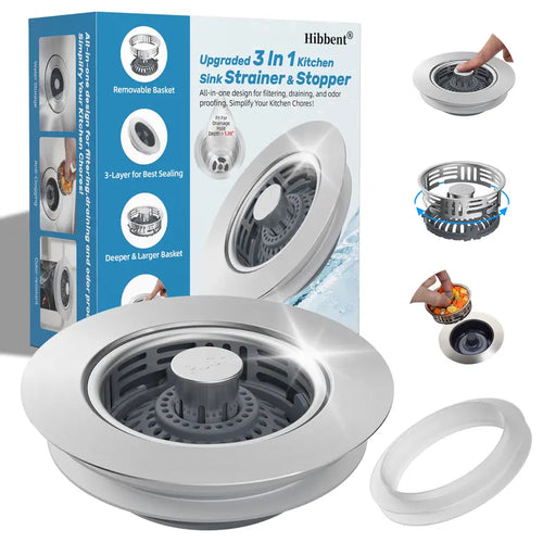 Upgraded 3 in 1 Kitchen Sink Drain Strainer