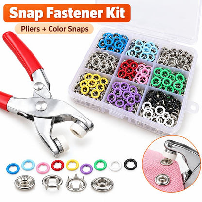 🔥Black Friday Deal｜Seamless Stitching Sewing Kit‑100Pcs Invisible Colored Metal Buckle & Manual Pressure Pliers