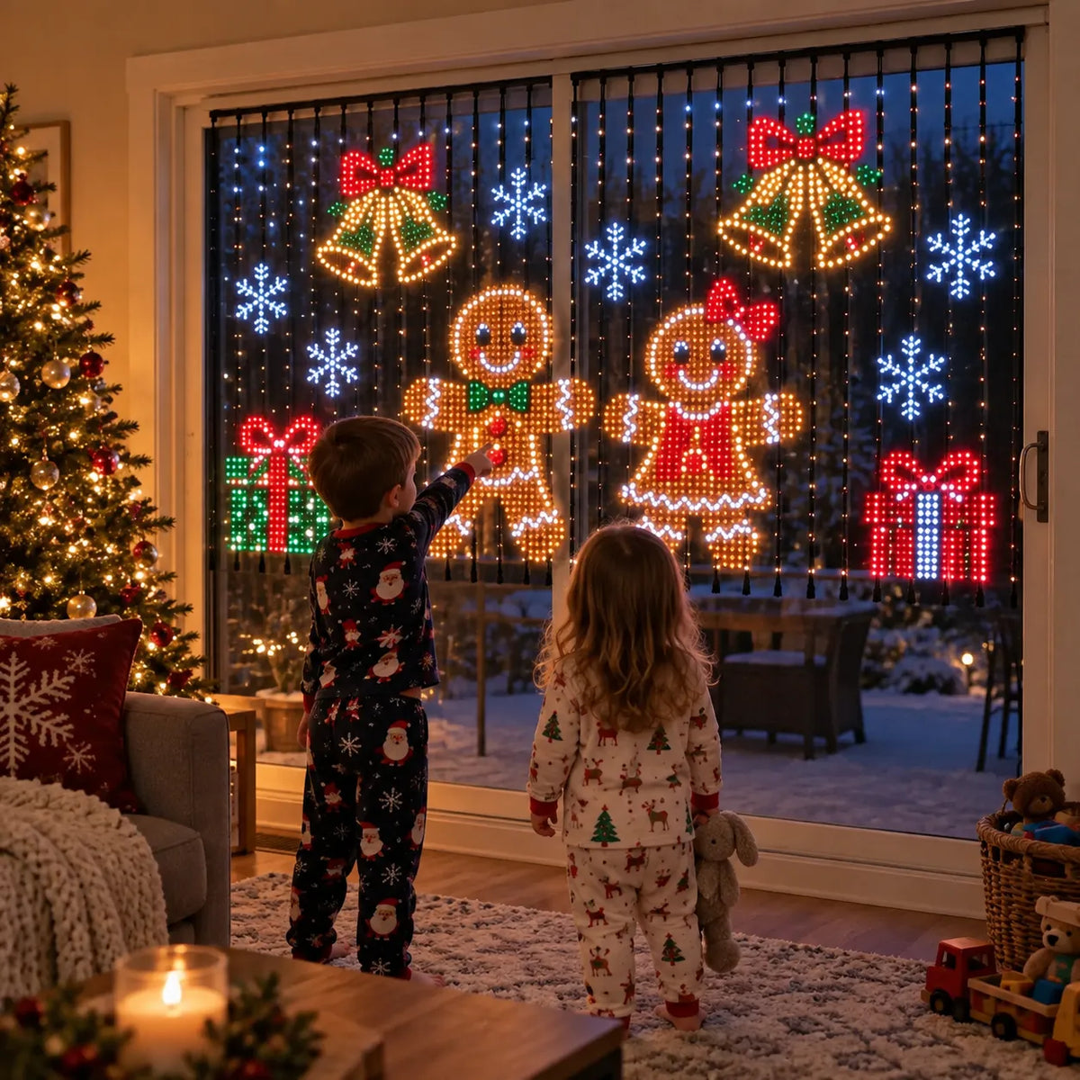 🎄 Smart LED Curtain Lights | App-Controlled Animated Christmas Wall Display ✨