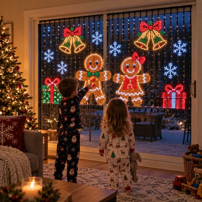 🎄 Smart LED Curtain Lights | App-Controlled Animated Christmas Wall Display ✨