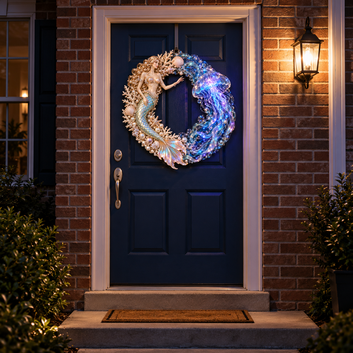 🧜‍♀️🌊 Mermaid Moonlight Wreath | Glowing Jellyfish & Ocean Decor ✨