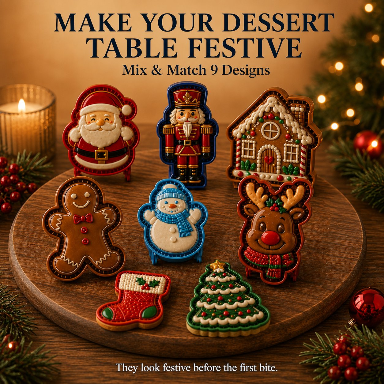 🎄Christmas Mini Pie Mold Collection – 9 Reusable Embossed Holiday Designs