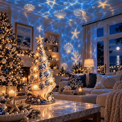 ⏳ Last Day 49% OFF – 🌊 Coastal Christmas Seashell Tree Projection Lamp