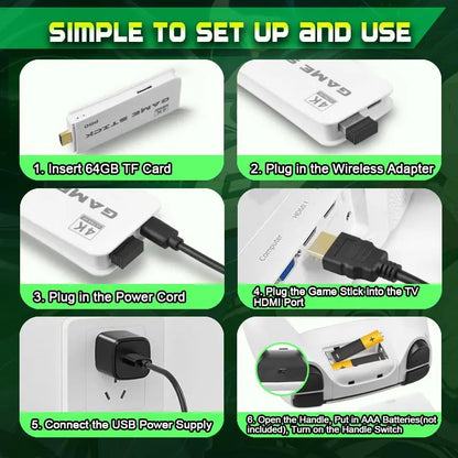 2026 Upgraded Retro Game Stick, 4K HDMI Classic Video Games, Built-in 23 Emulators, 40000+ Games, Plug and Play Video Gaming Stick with Upgrade Dual Controllers
