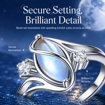 925 Sterling Silver Rainbow Moonstone Ring
