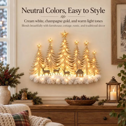 🔥HOT SALE🔥🌲 Step Into an Enchanted Winter Grove: Lighted Christmas Woodland Forest Wall Decor