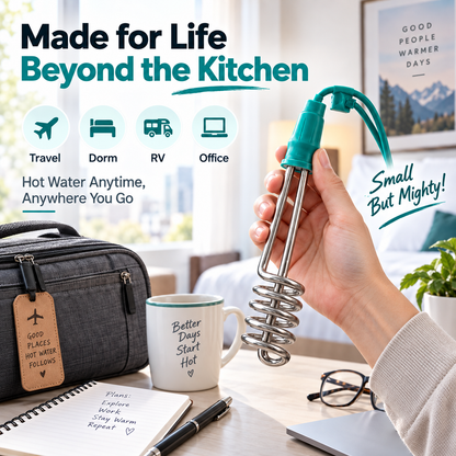 🔌 Portable Immersion Water Heater – Compact Plug-In Design for Small Spaces