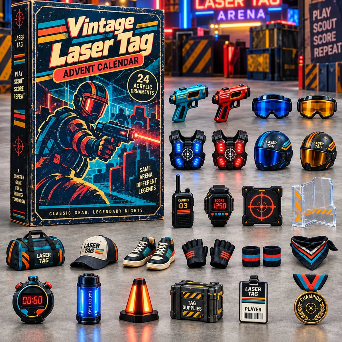 🔥Vintage Laser Tag Advent Calendar 2026 - 24-Day Festive Countdown Charms Blind Box