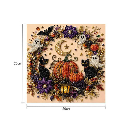 Diamond Art Kit for Beginners, DIY Halloween Witch on Moon Bead Painting, Sparkling Pearl-Style Craft Set