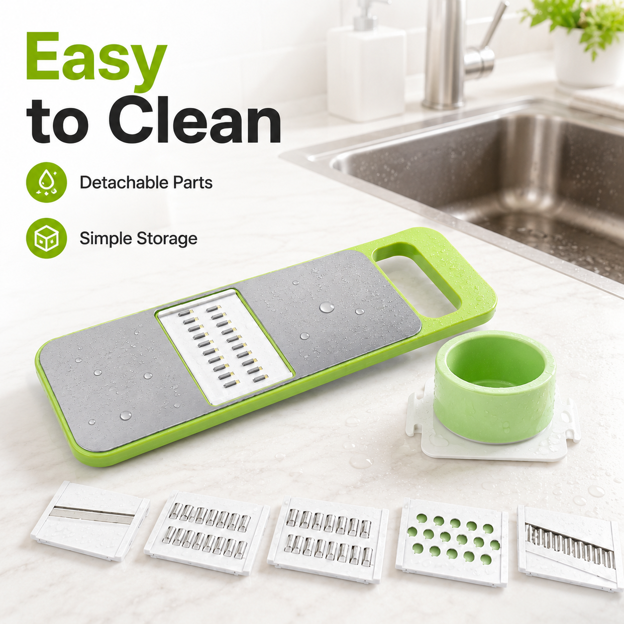 🥕 5-in-1 Multifunction Vegetable Slicer & Grater – Interchangeable Kitchen Food Prep Cutter