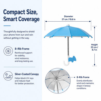 BUY 3 FREE SHIPPING✨Mini Sun/Rain Umbrella for Motorcycle & Bicycle Phone MountShade Your Screen. Save Your Battery.