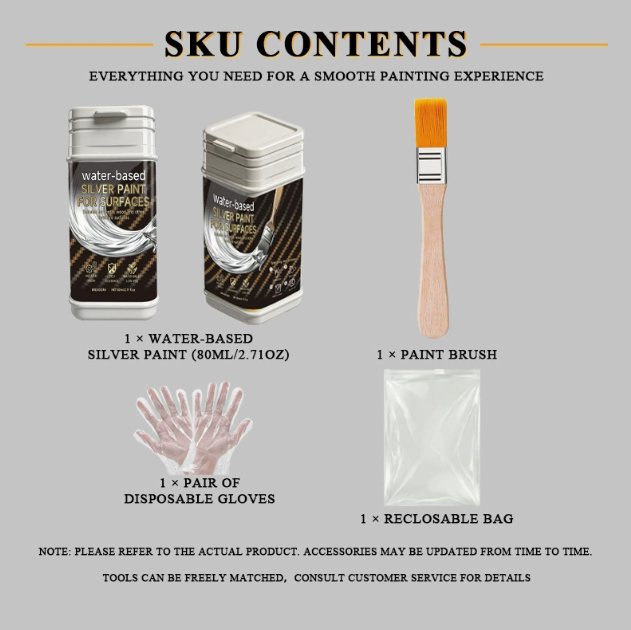 Water-Based Silver Paint for Metal & Wood