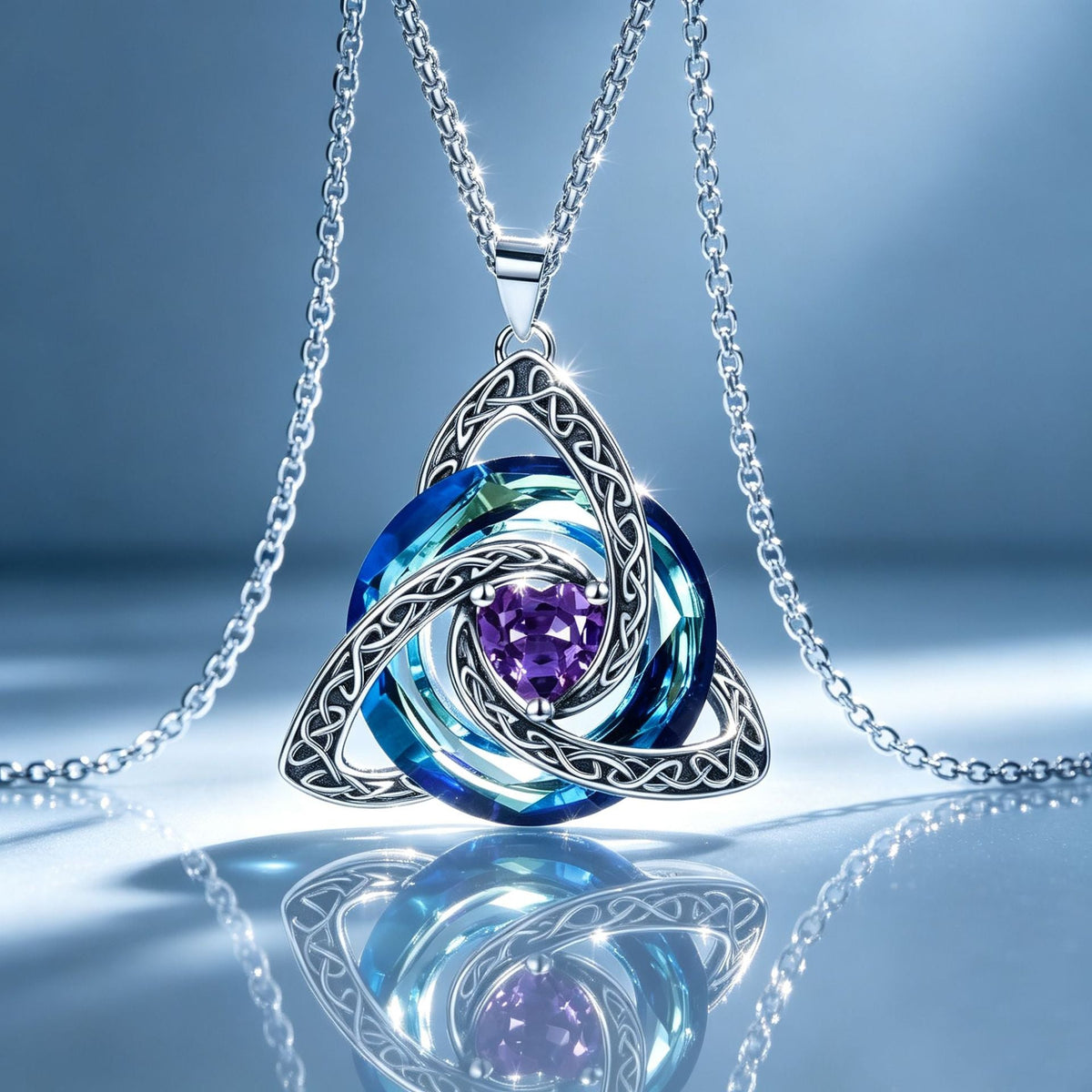 ✨ Birthstone Celtic Trinity Knot Necklace – Meaningful Irish Knot Pendant for Women, Anniversary & Birthday Gift