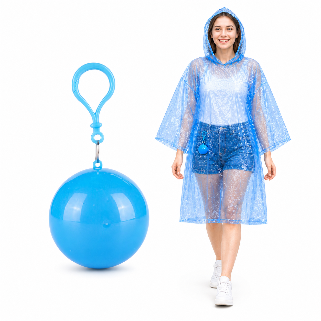 ☔ Portable Rain Poncho Ball Waterproof Hooded Raincoat Clip‑On Case | 2 4 6 Pack Emergency Outdoor Rain Ponchos