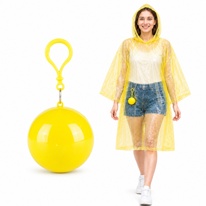 ☔ Portable Rain Poncho Ball Waterproof Hooded Raincoat Clip‑On Case | 2 4 6 Pack Emergency Outdoor Rain Ponchos