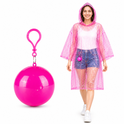 ☔ Portable Rain Poncho Ball Waterproof Hooded Raincoat Clip‑On Case | 2 4 6 Pack Emergency Outdoor Rain Ponchos