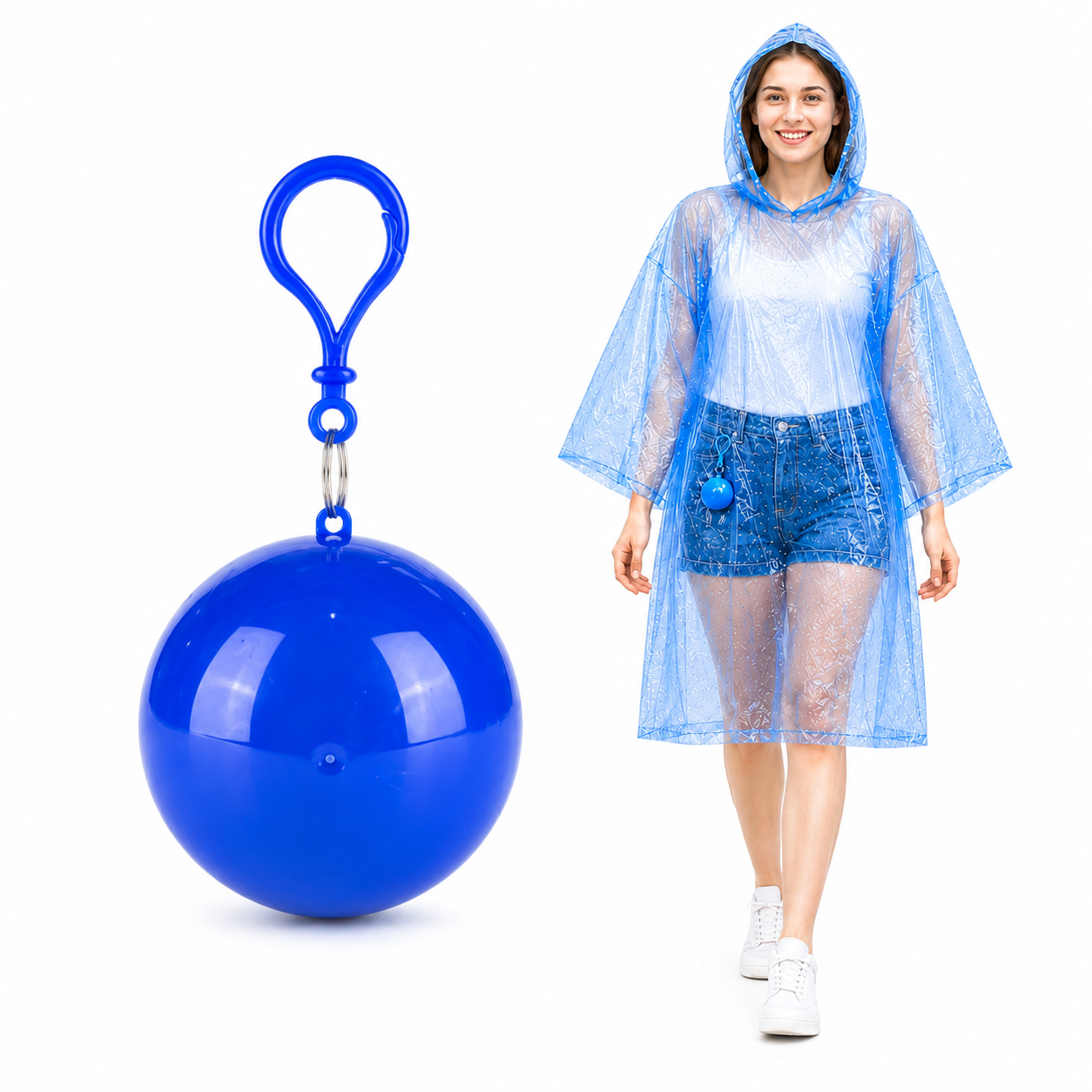☔ Portable Rain Poncho Ball Waterproof Hooded Raincoat Clip‑On Case | 2 4 6 Pack Emergency Outdoor Rain Ponchos