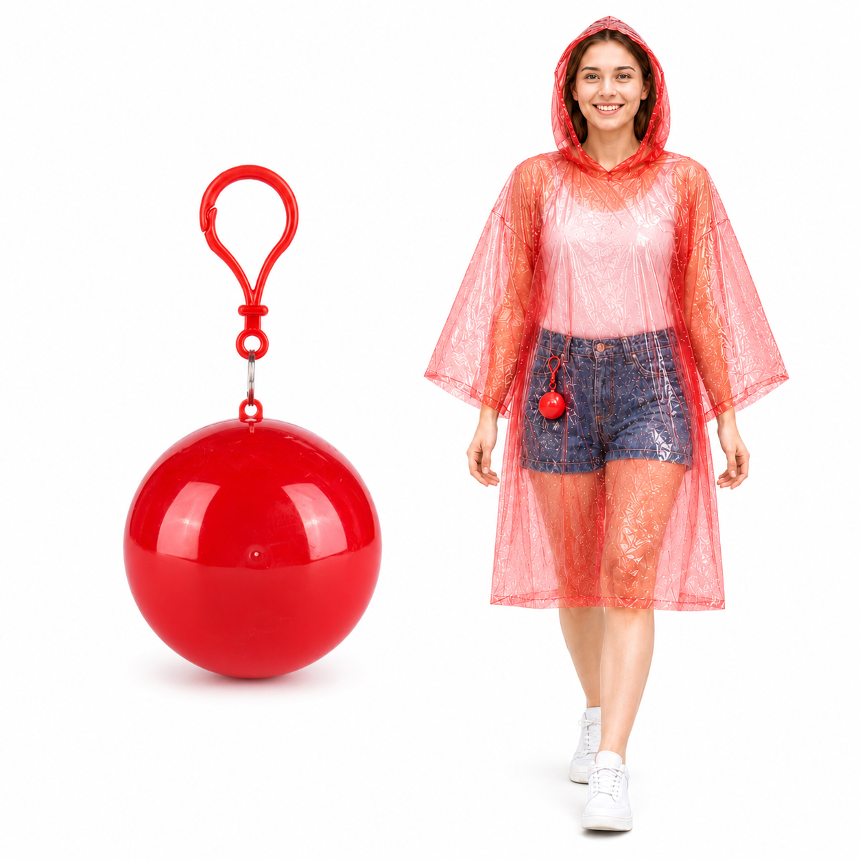 ☔ Portable Rain Poncho Ball Waterproof Hooded Raincoat Clip‑On Case | 2 4 6 Pack Emergency Outdoor Rain Ponchos