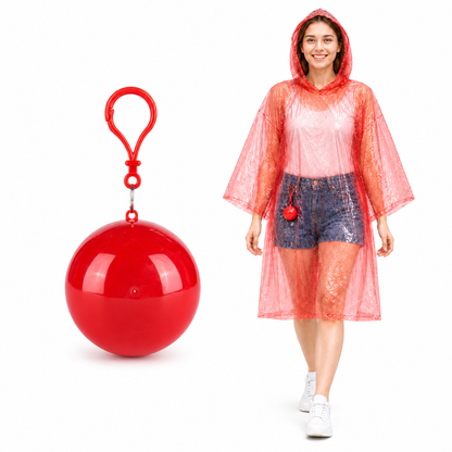 ☔ Portable Rain Poncho Ball Waterproof Hooded Raincoat Clip‑On Case | 2 4 6 Pack Emergency Outdoor Rain Ponchos