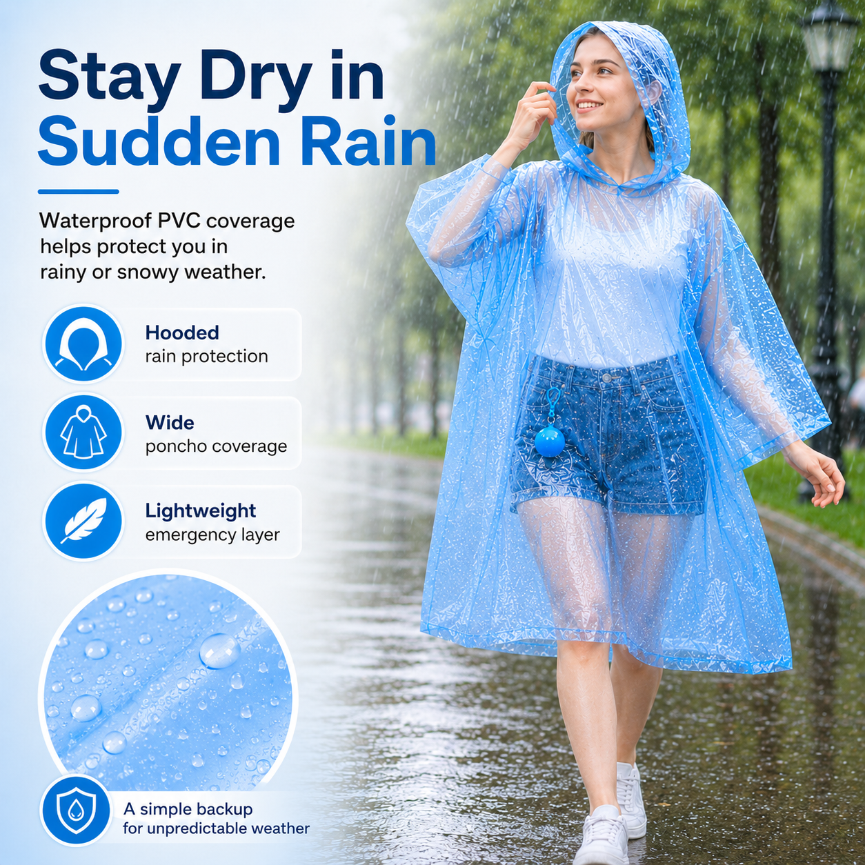 ☔ Portable Rain Poncho Ball Waterproof Hooded Raincoat Clip‑On Case | 2 4 6 Pack Emergency Outdoor Rain Ponchos
