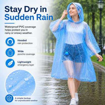 ☔ Portable Rain Poncho Ball Waterproof Hooded Raincoat Clip‑On Case | 2 4 6 Pack Emergency Outdoor Rain Ponchos